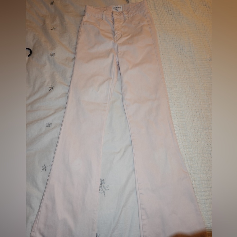 FITJEANS Women's Soft Pink Flare Jeans
